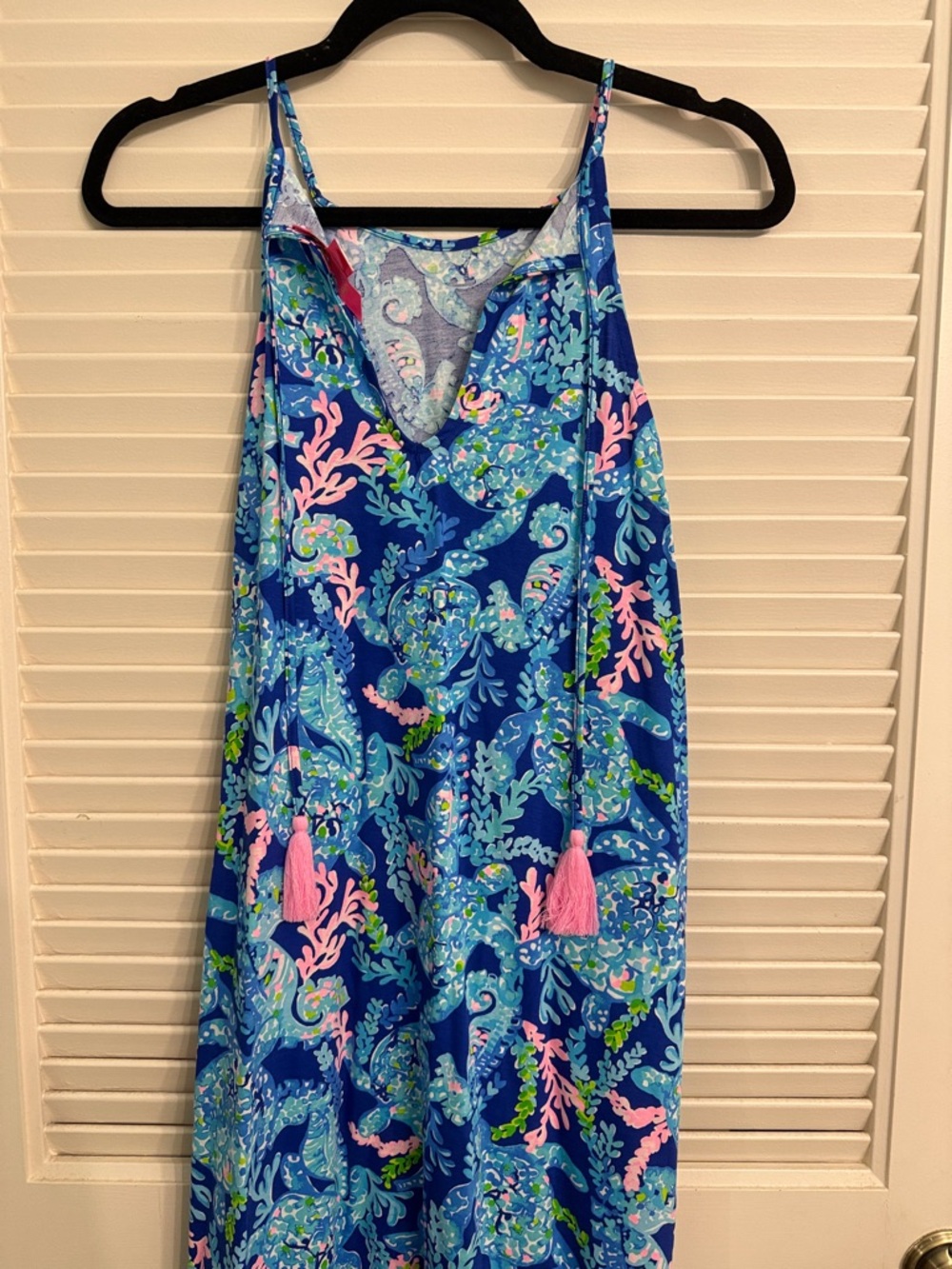 Lilly Pulitzer Margot Swing Dress Corsica Blue Turtle Villa Halter Tassels Small - Picture 5 of 7